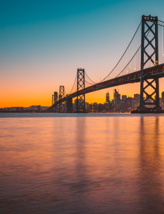 sunset view of golden gate bridge