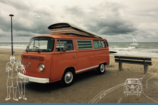 VW Van by ocean