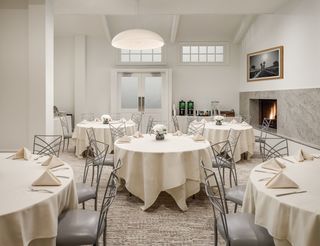 Bright and light banquet room.